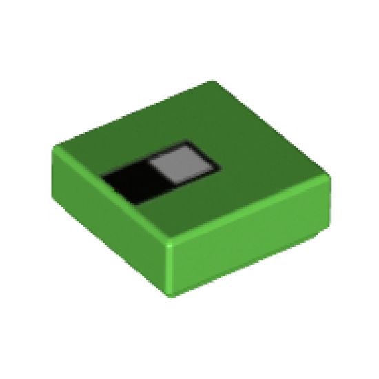 Tile 1 x 1 with White Square on Black Rectangle Pattern (Minecraft Turtle Pixelated Eye)