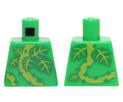 Torso Plant Vines with Thorns and Green and Lime Leaves Pattern