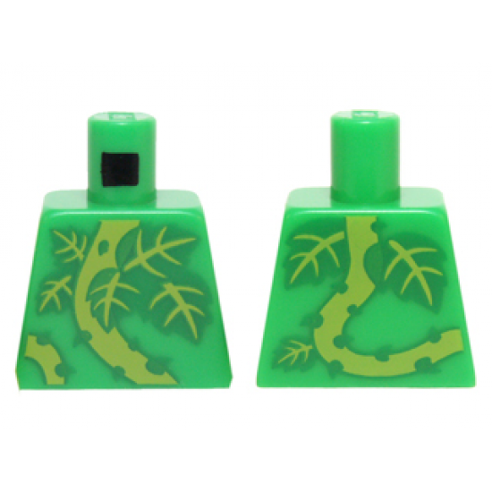 Torso Plant Vines with Thorns and Green and Lime Leaves Pattern