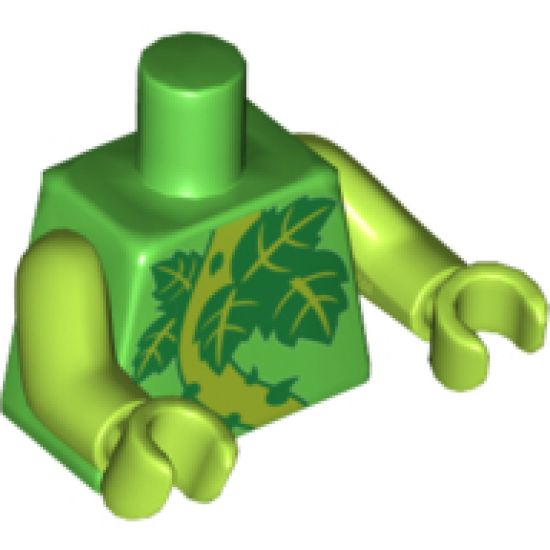 Torso Plant Vines with Thorns and Green and Lime Leaves Pattern / Lime Arms / Lime Hands