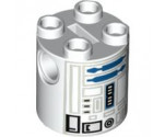 Brick, Round 2 x 2 x 2 Robot Body with Gray Lines and Blue Pattern (R2-D2)