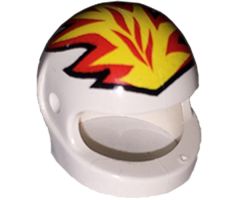 Minifigure, Headgear Helmet Motorcycle (Standard) with Flames Yellow and Red Pattern