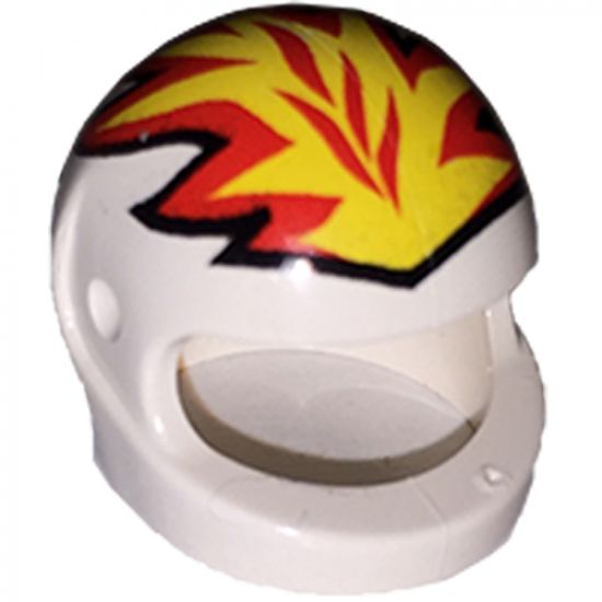 Minifigure, Headgear Helmet Motorcycle (Standard) with Flames Yellow and Red Pattern