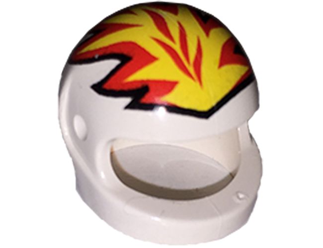 Minifigure, Headgear Helmet Motorcycle (Standard) with Flames Yellow and Red Pattern