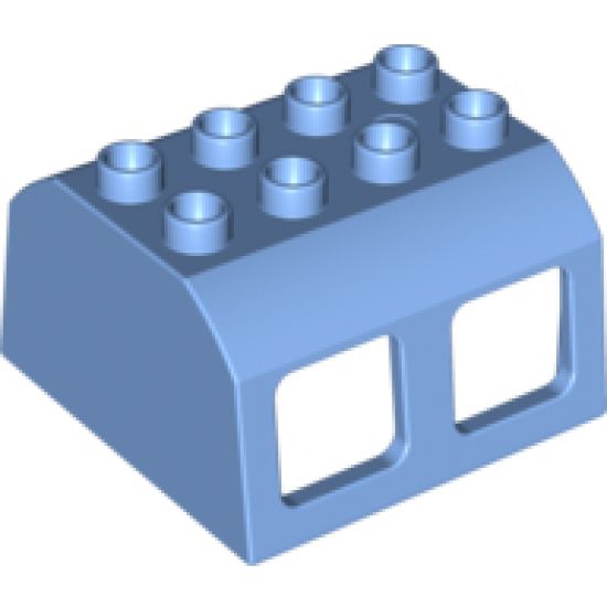 Duplo, Train Locomotive Cabin Roof 2 x 4 Studs, 4 Medium Windows