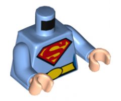 Torso Shirt with Female Outline, Belt with Oval Buckle and Red and Yellow Superman 'S' Logo Pattern / Medium Blue Arms / Light Nougat Hands