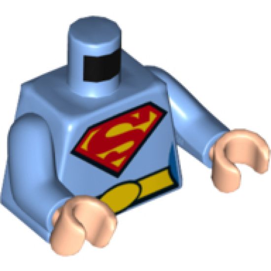 Torso Shirt with Female Outline, Belt with Oval Buckle and Red and Yellow Superman 'S' Logo Pattern / Medium Blue Arms / Light Nougat Hands