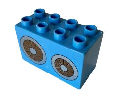 Duplo, Brick 2 x 4 x 2 with Wheels / Pulleys Pattern