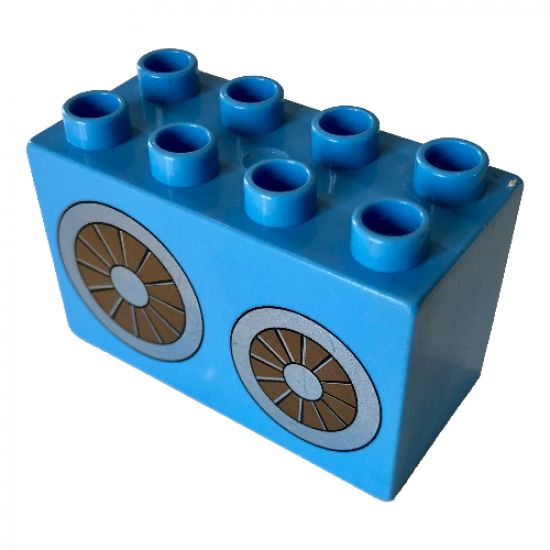 Duplo, Brick 2 x 4 x 2 with Wheels / Pulleys Pattern
