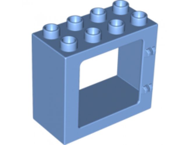 Duplo, Building Door / Window Frame 2 x 4 x 3 Flat Front Surface, Completely Open Back