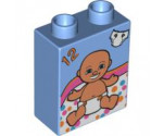 Duplo, Brick 1 x 2 x 2 with Baby in Diaper and '12' Pattern