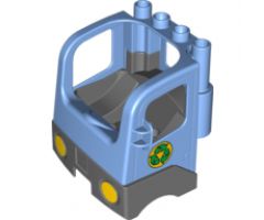 Duplo, Vehicle Cabin Truck Semi-Tractor Cab with Dark Bluish Gray Base and Recycling Arrows Pattern
