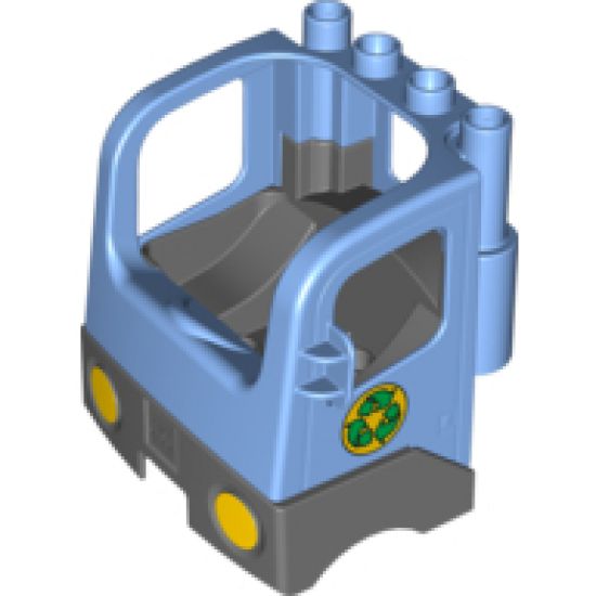 Duplo, Vehicle Cabin Truck Semi-Tractor Cab with Dark Bluish Gray Base and Recycling Arrows Pattern