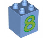 Duplo, Brick 2 x 2 x 2 with Number 8 Lime Pattern
