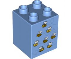 Duplo, Brick 2 x 2 x 2 with 8 Bees Pattern