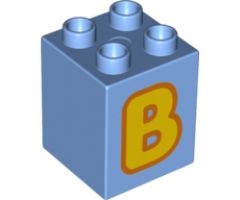 Duplo, Brick 2 x 2 x 2 with Letter B Yellow Pattern