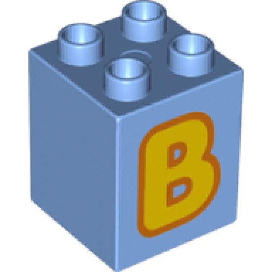 Duplo, Brick 2 x 2 x 2 with Letter B Yellow Pattern