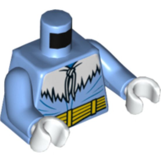 Torso Winter Jacket with Fur, Strings and Yellow Belt Pattern (Captain Cold) / Medium Blue Arms / White Hands