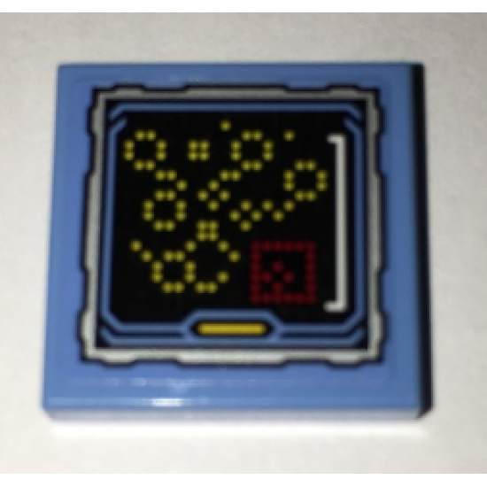 Tile 2 x 2 with Batcomputer Yellow Light Display Pattern (Sticker) - Set 70909