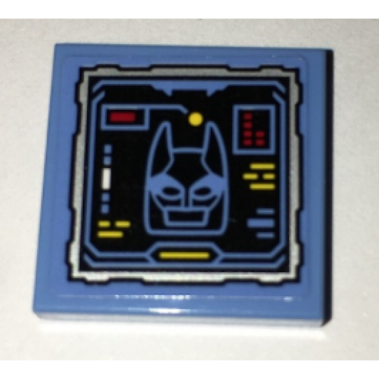 Tile 2 x 2 with Batcomputer Batsuit Cowl Display Pattern (Sticker) - Set 70909