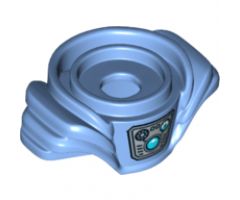 Minifigure, Body Wear Armor Breastplate with Layered Shoulder Protection with Medium Azure Round Crystal and Pressure Gauge on Silver Background Pattern