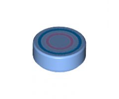 Tile, Round 1 x 1 with Concentric Blue and Dark Pink Circles Pattern