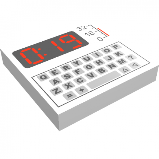Tile 2 x 2 with Keyboard and Red '0:19' Pattern