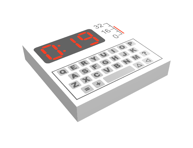Tile 2 x 2 with Keyboard and Red '0:19' Pattern
