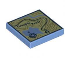 Tile 2 x 2 with Map Topographical Trail with Compass Rose and 'Greeble Trail' Pattern