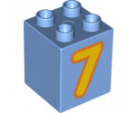 Duplo, Brick 2 x 2 x 2 with Number 7 Yellow Pattern