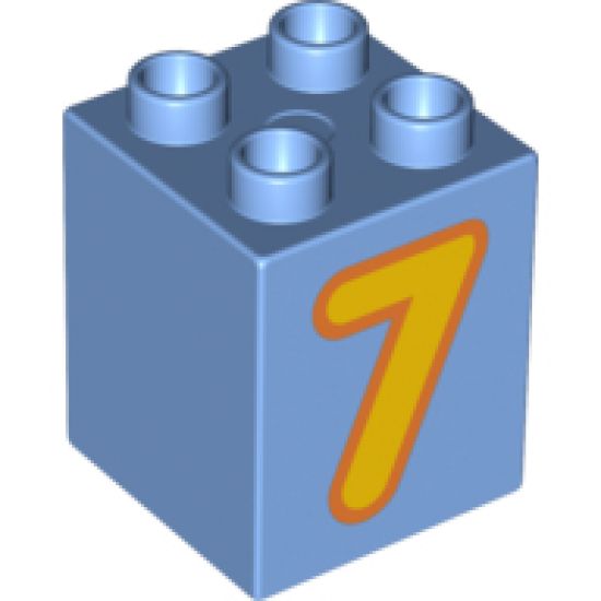 Duplo, Brick 2 x 2 x 2 with Number 7 Yellow Pattern