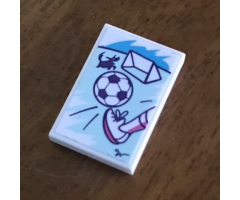 Tile 2 x 3 with Foot Kicking Soccer Ball, Dog and Net Pattern (Sticker) - Set 41332