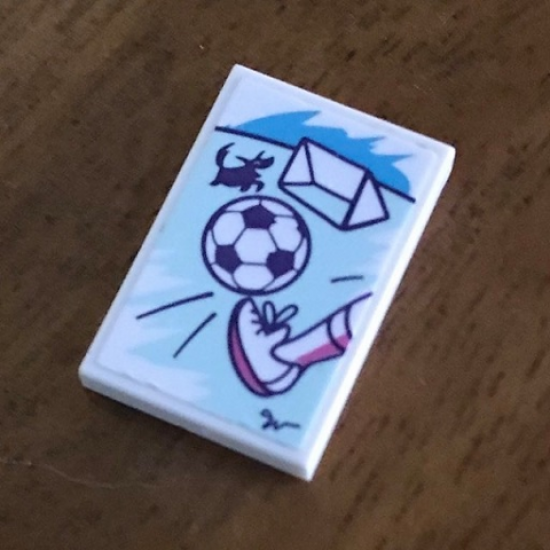 Tile 2 x 3 with Foot Kicking Soccer Ball, Dog and Net Pattern (Sticker) - Set 41332