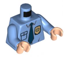 Torso Police Shirt with Gold Badge, Dark Blue Tie and Wrinkles Pattern / Medium Blue Arms / Light Nougat Hands