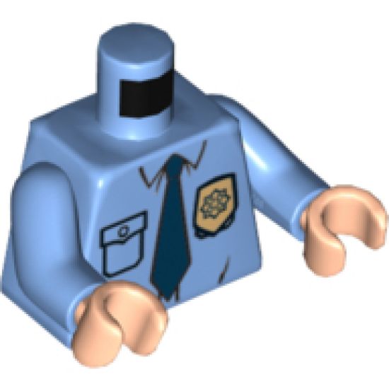 Torso Police Shirt with Gold Badge, Dark Blue Tie and Wrinkles Pattern / Medium Blue Arms / Light Nougat Hands