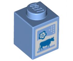 Brick 1 x 1 with Cow and Flower Pattern (Milk Carton)