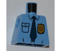 Torso Police Shirt with Gold Badge, Dark Blue Tie and Wrinkles Pattern