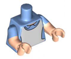 Torso Dress with Collar and White Pinafore / Apron Pattern / Light Nougat Arms with Medium Blue Short Sleeves Pattern / Light Nougat Hands