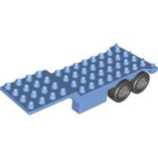 Duplo, Vehicle Trailer Four Rear Wheels, Elevated Front End, 4 x 12 Studs with Gate Hinge