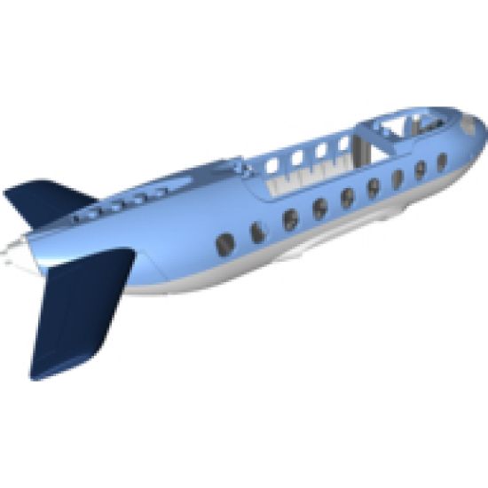 Duplo, Aircraft Airplane Large Fuselage with Very Light Bluish Gray Lower Section, Dark Bluish Gray Inner Base and Dark Blue Horizontal Tail