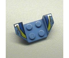 Vehicle, Mudguard 2 x 4 with Flared Wings, Blue/Black/Silver/Yellow Stripes Pattern
