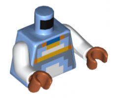 Torso Orange, Blue, Bright Light Orange, White, and Dark Bluish Gray Pixelated Armor Pattern / White Arms / Dark Orange Hands