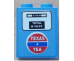 Brick 1 x 2 x 2 with Inside Stud Holder with 'TEXAS TEA' Gas/Fuel Pump Pattern (Sticker) - Set 8487