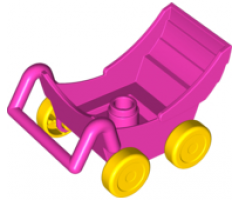 Duplo, Figure Wear & Utensil Pram (Baby Carriage, Stroller) with Thick Yellow Wheels