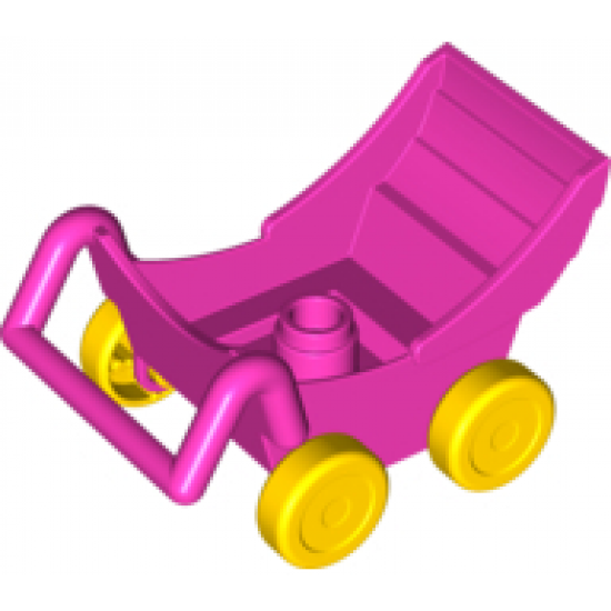 Duplo, Figure Wear & Utensil Pram (Baby Carriage, Stroller) with Thick Yellow Wheels