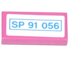 Tile 1 x 2 with 'SP 91 056' Pattern (Sticker) - Set 70804