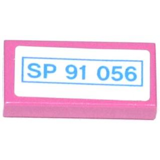 Tile 1 x 2 with 'SP 91 056' Pattern (Sticker) - Set 70804