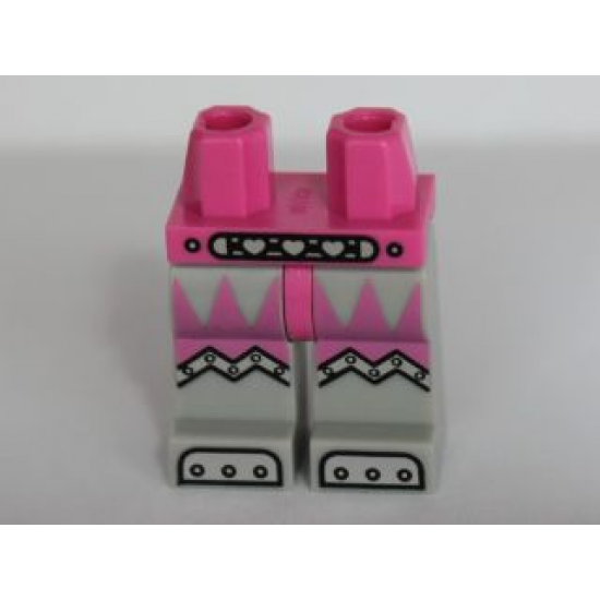 Hips and Light Bluish Gray Legs with Silver Mechanical Belt with Hearts, Riveted Knees and Feet Pattern
