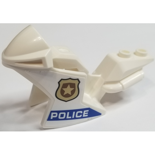 Riding Cycle Motorcycle Fairing, Racing (Sport) Bike with Gold Badge and 'POLICE' on Blue Stripe Pattern on Both Sides (Stickers) - Sets 60208 / 60210 / 60233
