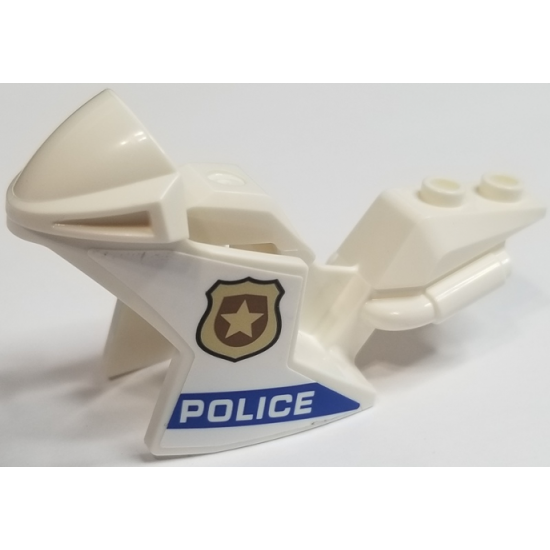 Riding Cycle Motorcycle Fairing, Racing (Sport) Bike with Gold Badge and 'POLICE' on Blue Stripe Pattern on Both Sides (Stickers) - Sets 60208 / 60210 / 60233